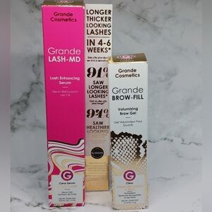 Grande Cosmetics Lash Enhancing Serum and Brow Gel Set - Clear and Gold